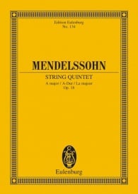 Mendelssohn: String Quintet A major Opus 18 (Study Score) published by Eulenburg